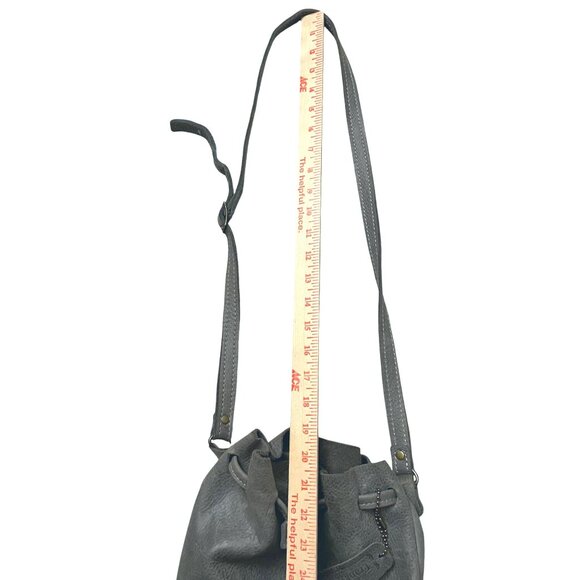 Frank & Co. Leather Crossbody Bucket Bag Women's Gray  Casual Everyday Classic - Picture 10 of 10